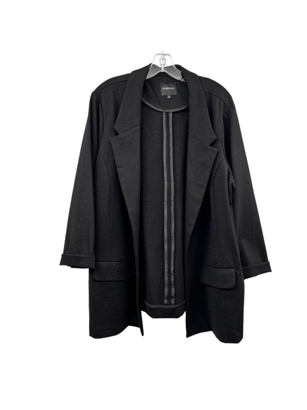Liverpool Womens Blazer Coat Open Front Cuffed Sleeve Black Size 2X Pockets